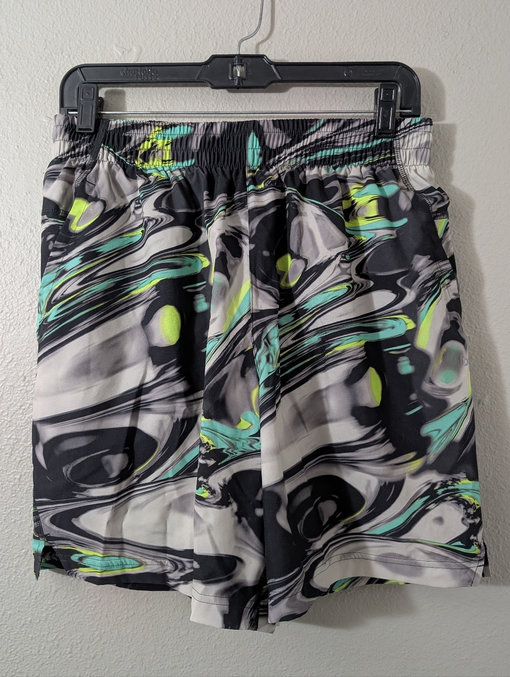 DSG Men's Swim Shorts - Black, Gray & Neon Green Accent Swim Trunks